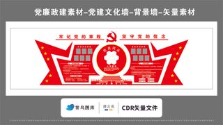 党建文化墙党建素材CDR预览图红色背景牢记对党忠诚坚守信念