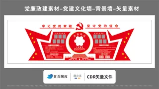 党建文化墙党建素材CDR预览图红色背景牢记对党忠诚坚守信念