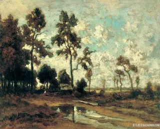 西奥多卢梭枫丹白露森林中木炭木屋