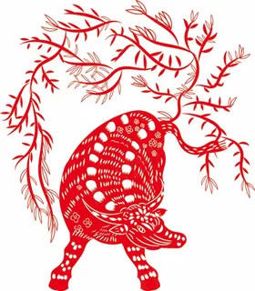 牛剪纸 剪纸风元素