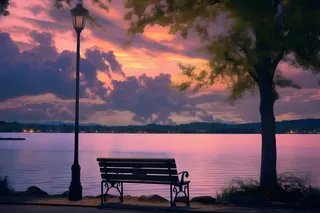 路边黄昏河边意境摄影