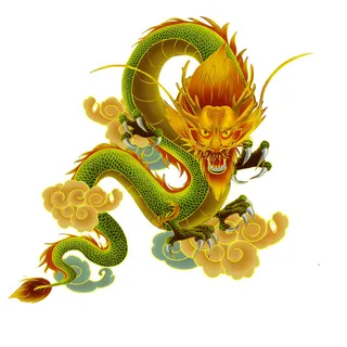 手绘国潮中国风神龙凤凰卡通形象插画装饰元素图案PSD设计素材