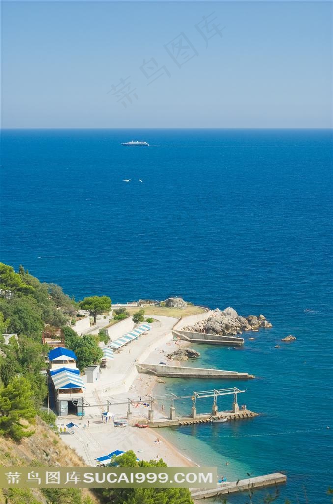 高清海滨小镇摄影图片