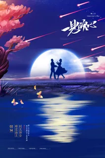 2.14情人节浪漫海报PSD模板
