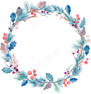 冬季圣诞节花卉果花圈植物免抠海报PNG素材