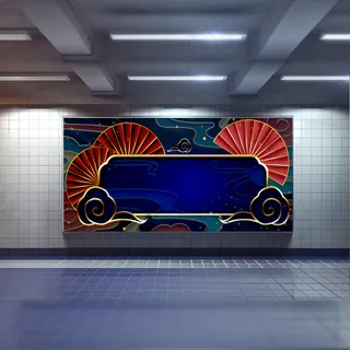 中国风国潮展板背景psd分层模板