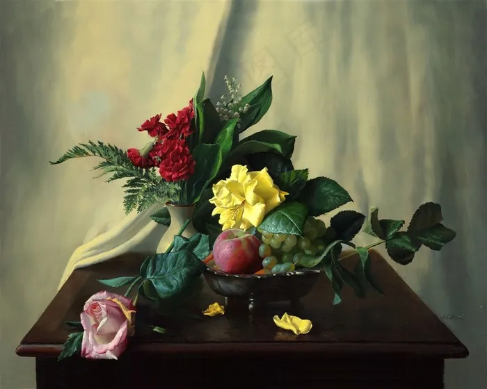 高清静物花卉油画图片
