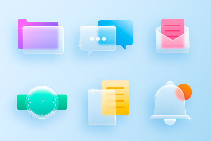 APP网页设计科技玻璃磨砂质感图标icon