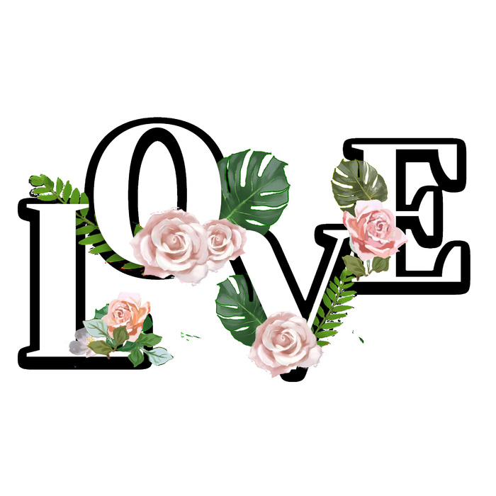 设计love字装饰情人节psd模版下载