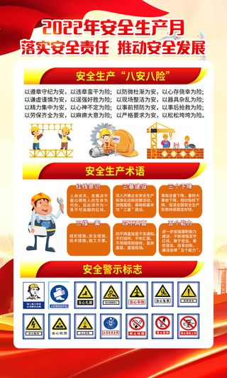 黄色风格安全生产月宣传挂图安全生产套图