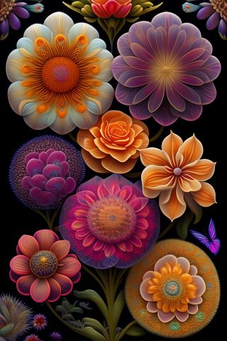 炫彩迷幻色插画花朵海报壁纸