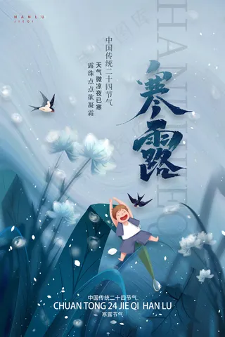 简约传统二十四节气寒露宣传海报