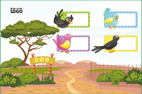 动物世界卡通不干胶标签贴纸