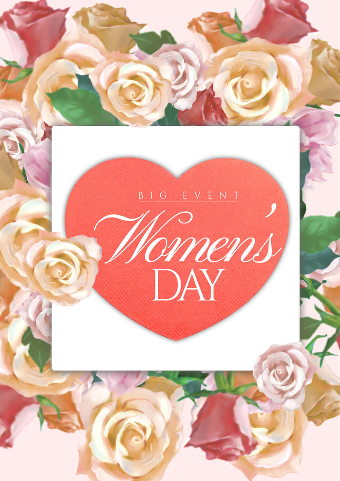 妇女节女人节花玫瑰海报