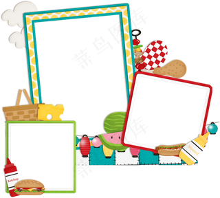 卡通边框 卡通彩色框  手绘对话框 可爱边框 免抠