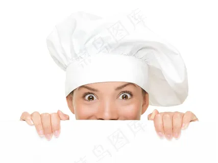 开心露出两只眼睛的女厨师职场人物 开心露出两只眼睛的女厨师职场人物