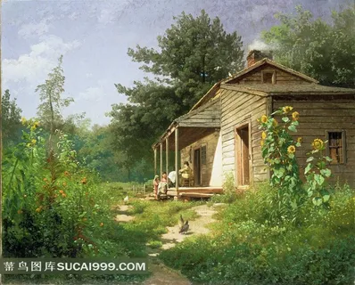 风景油画之山中小屋 风景油画之山中小屋