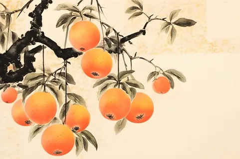 橘子国风水墨插画背景
