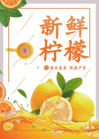 柠檬，橘色，橙色，海报，桔子，海报海报水果