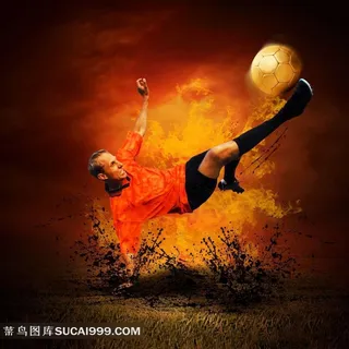 飞踢足球摄影