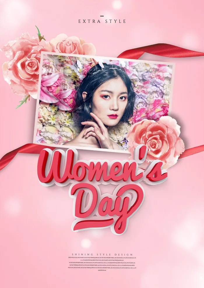 妇女节女神节粉色海报psd模版下载