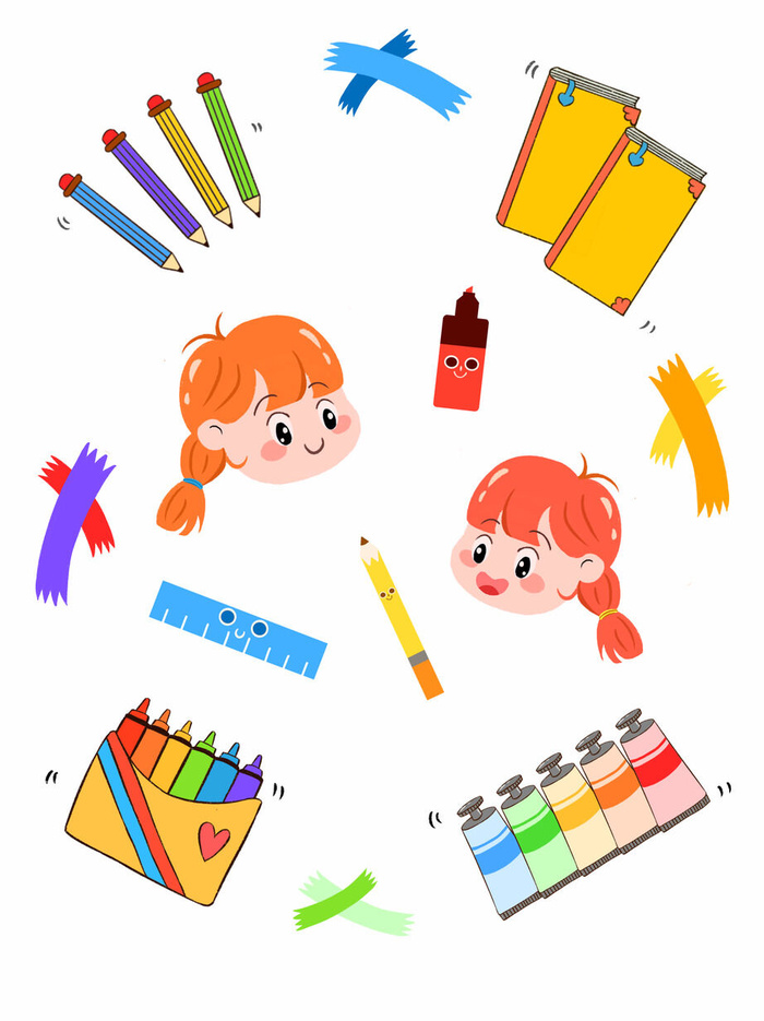 卡通儿童绘画本贴纸PSD素材psd模版下载