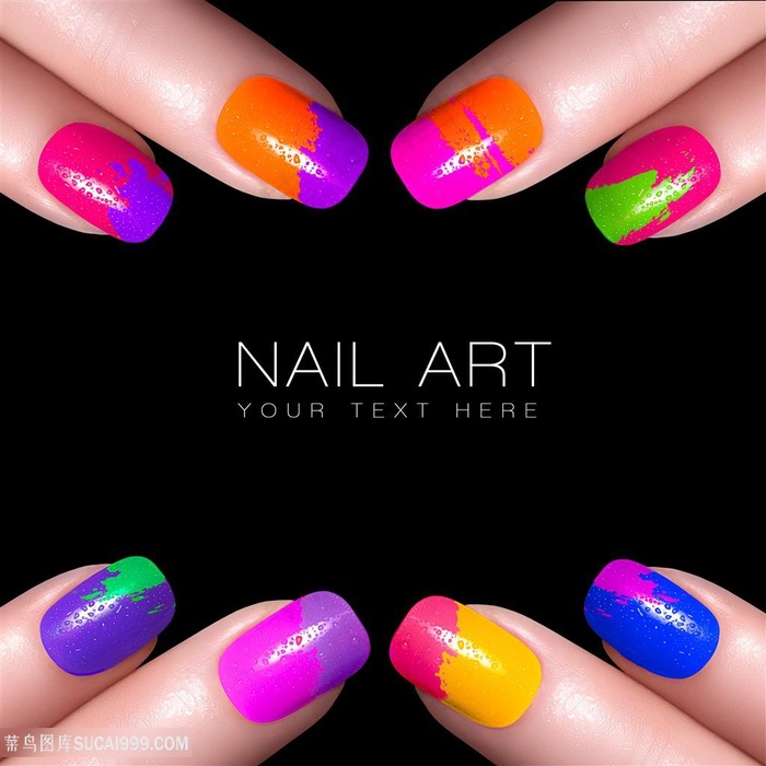 彩色炫彩指甲油广告设计高清图
