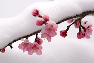冬季白雪覆盖的梅花摄影图