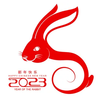 剪纸风2023兔年新年春节插画
