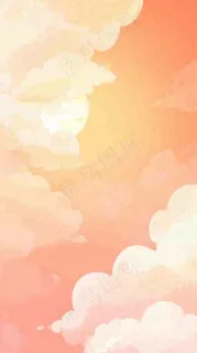 粉黄色渐变温暖云层白云可爱插画手绘