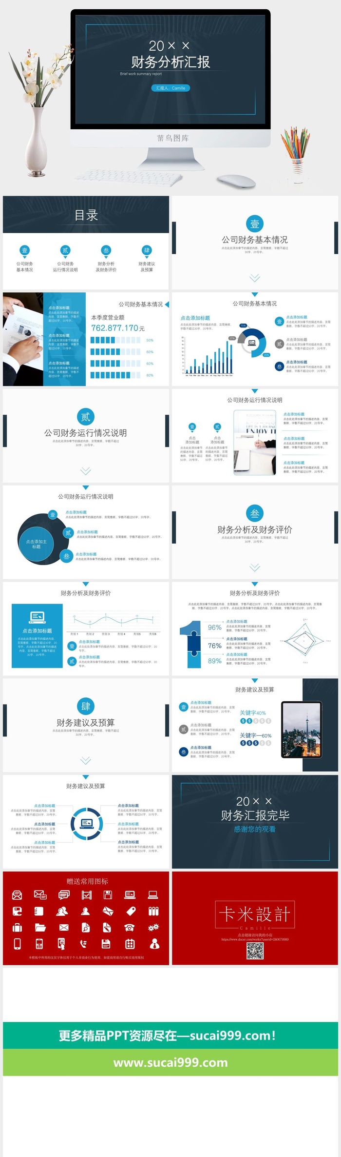 简约公司财务分析汇报ppt