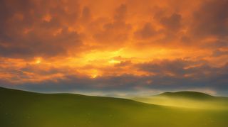 黄昏下草原风景插画壁纸