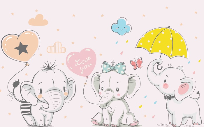 卡通小象背景墙