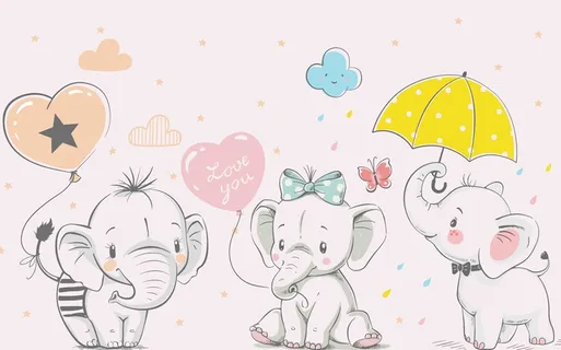 卡通小象背景墙