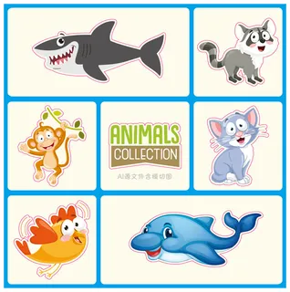 卡通动物不干胶标签贴纸