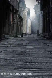 中式古典建筑街道摄影背景图片
