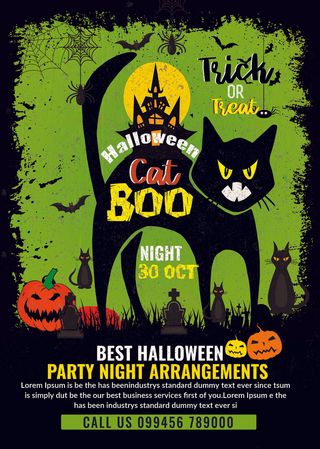 绿色万圣节之夜派对传单