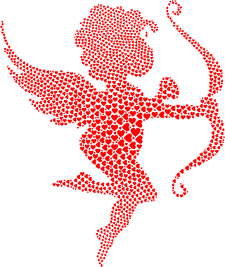 卡通简笔爱心丘比特