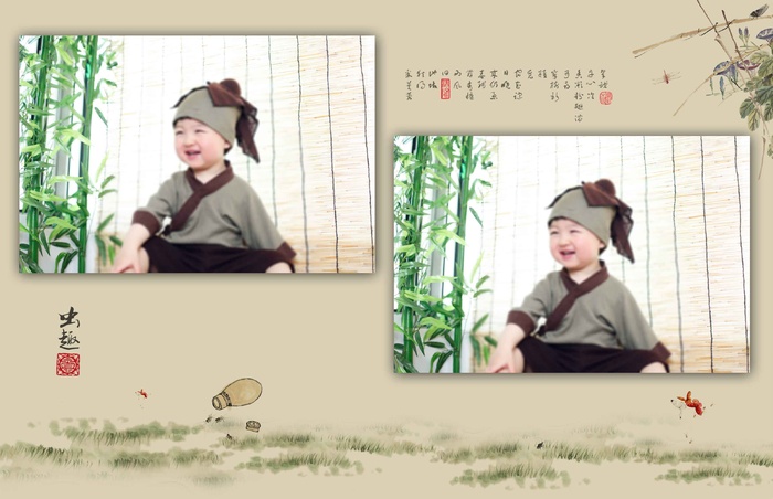 儿童工笔画PSD模板童趣-011