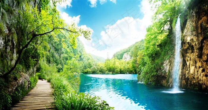 高清唯美山水瀑布风景图片