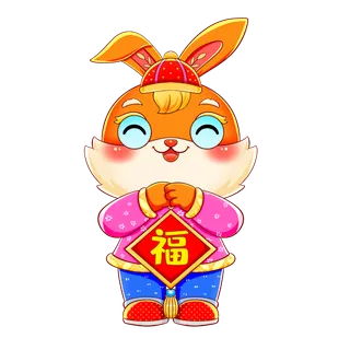 国潮兔年春节新年拜年的兔子元素