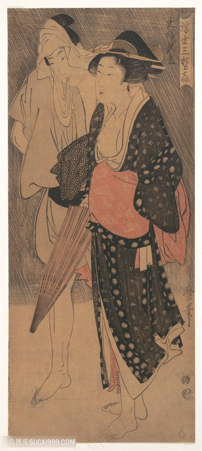 喜多川歌磨日系美女艺术挂画