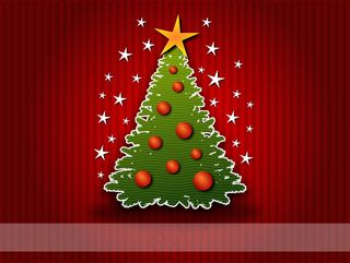 圣诞树红色背景图片