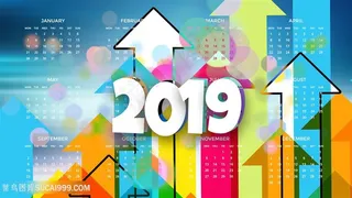 彩色抽象2019日历背景素材