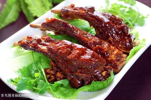 蜜制大排中华美食摄影图