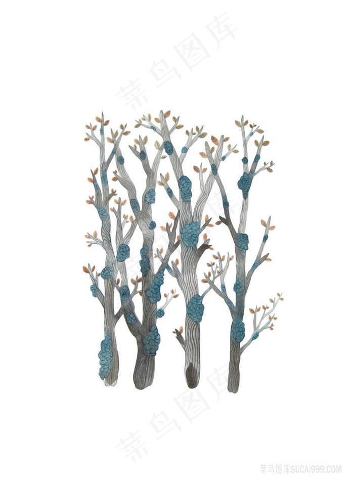 手绘树树枝装饰画