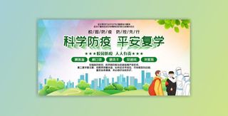 医疗学校园防疫病毒传播疫情防控宣传易拉宝设计模板海报素材