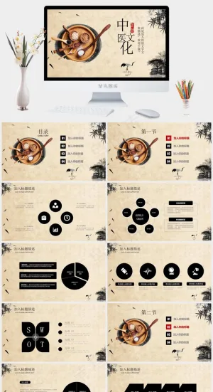中药中医治病PPT模板ppt模版预览图