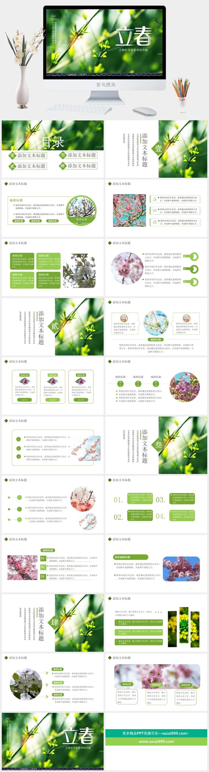 简约小清新二十四节气立春节气介绍通用PPT模板