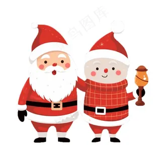 圣诞老人雪人卡通插画免抠